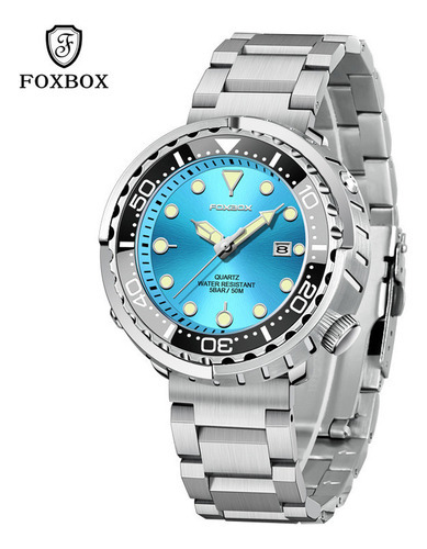 Relojes Foxbox Luxury Calendar Luminous para hombre, color de fondo azul cielo
