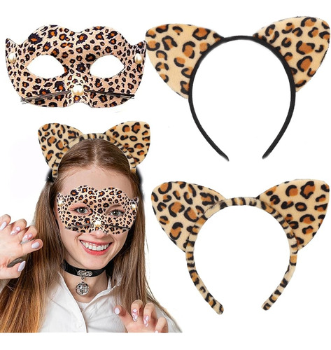 Conjunto De Disfraz De Gato Leopardo De Halloween Para Niños
