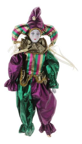 Muñeca De Arlequín De Porcelana Multicolor