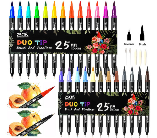 Bolígrafos De Colores De Doble Pincel Marcadores De Pi...