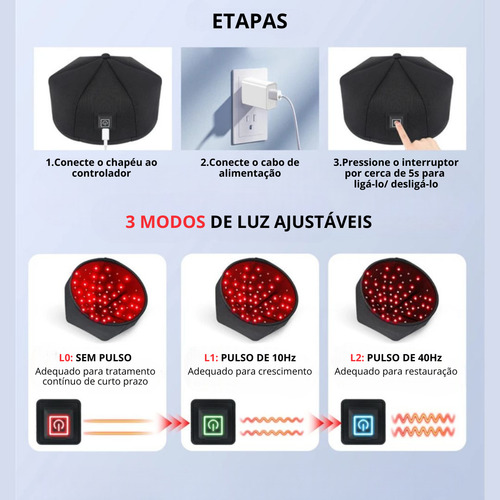Boné Capacete Laser Led Calvicie Infravermelho Cabelo