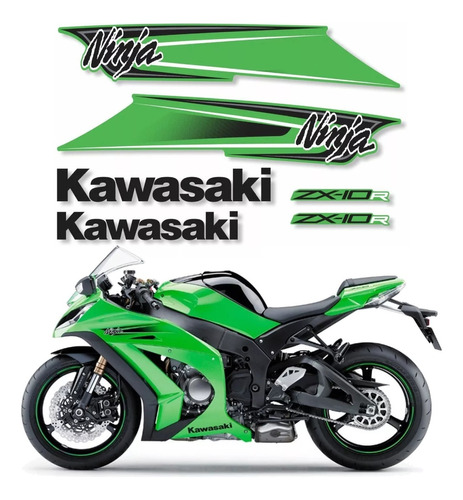 Adesivos Compativel Kawasaki Ninja Zx-10r 2011 Verde Kit D03