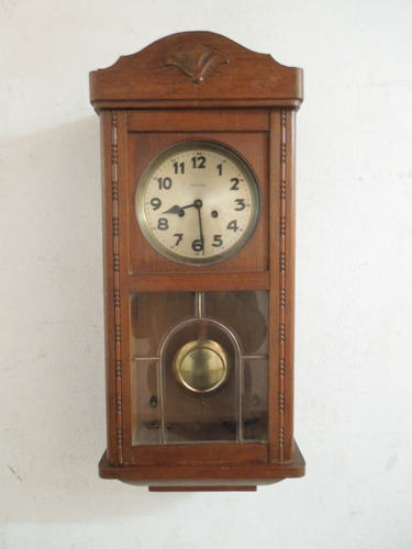 Reloj Pendulo Casa Escasany Roble Medio Carrillon Vitreaux