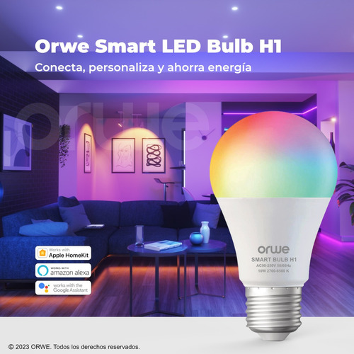 Orwe Ampolleta Inteligente Led H1 Wifi Homekit Alexa Google