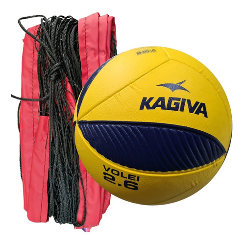 Kit Vôlei: Bola Kagiva 2.6 + Rede 4 Mts C/ Corda P/ Esticar