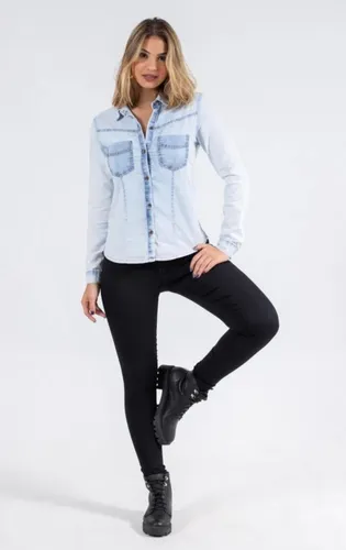 Camisa jeans sales com lycra feminina