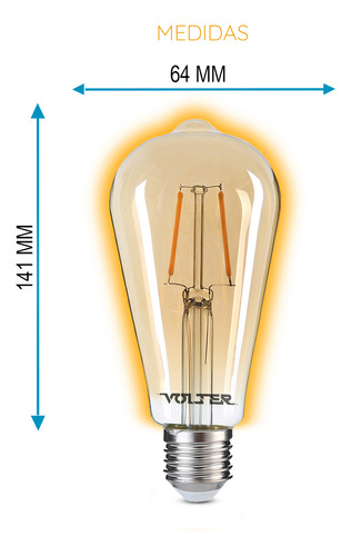 Kit 2 Lâmpadas Filamento Led St64 Retrô Volter 2w 2200k E27