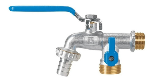 Llave De Esfera Doble Acoplador Para 2 Mangueras Salida 1/2'