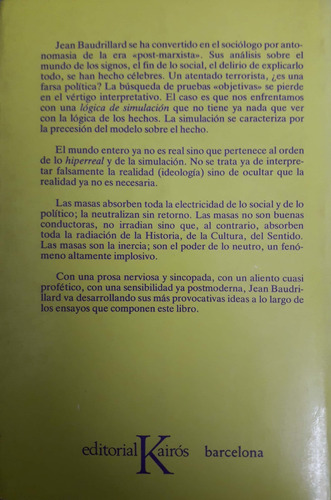 Cultura Y Simulacro. Baudrillard. (Usado)