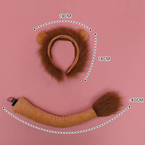 3 Lion Tail Ears Costume Set Fancy Dress Jungle Para Show