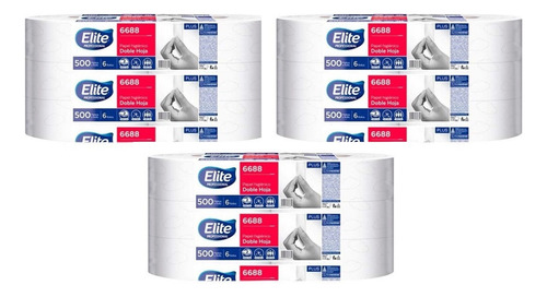 Papel Higiénico Elite En Bobina 3 Paq C/6 Rollos 500 Mts C/u