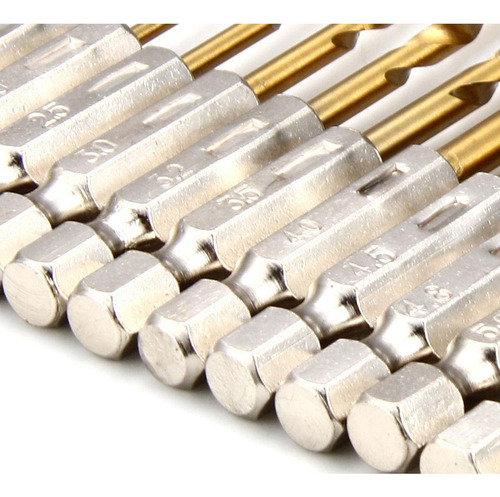 -syj 13pcs 6.35mm 1/4 Hex Shank Hss Brocas De Material
