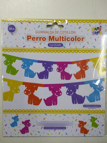 Imagen 2 de 3 de Guirnalda Papel Perros Multicolor Cotillon