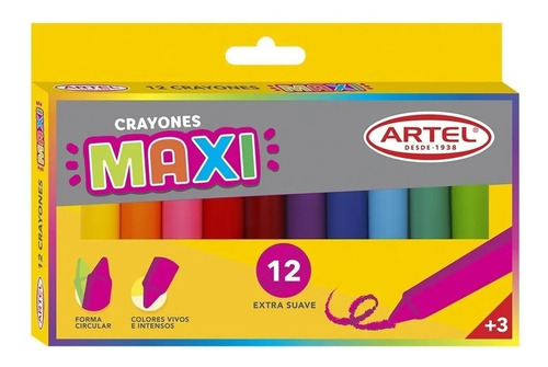 Lápices Cera O Crayones Maxi 12 Colores Grueso Artel Escolar