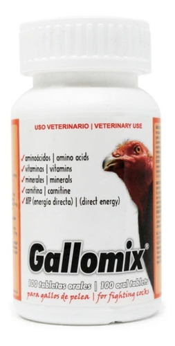 Imagen 1 de 2 de Vitamina Para Gallos De Pelea. Gallo Mix 100 Tabletas 