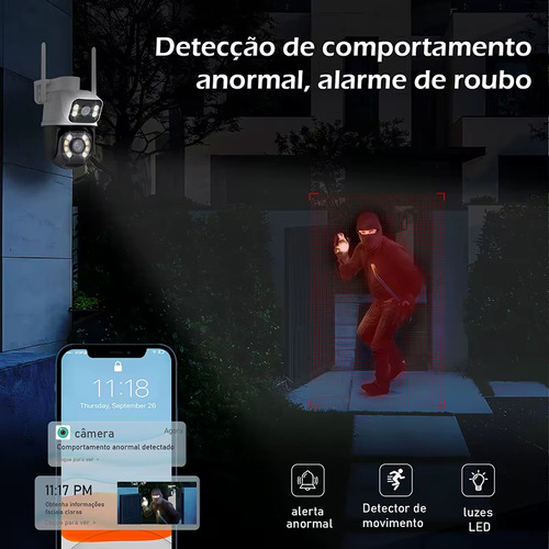 Camera Segurança Ip Dome A28 Prova D'agua Lente Dupla Icsee