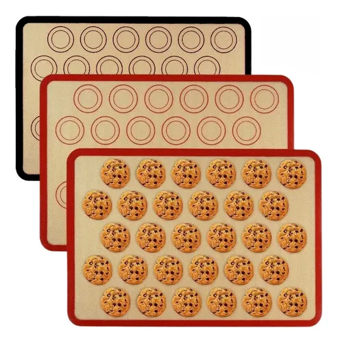 Kit 3x Tapetes Silicone Antiaderente Culinário Cozinha 40x30 Vermelho