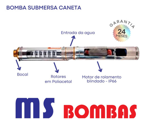 Motobomba Submersa 65ms 1/19 2f Ms Bombas 220v