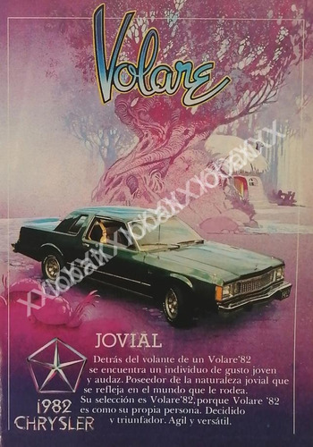 Cartel Retro Autos Chrysler Volare 1982 Mni Cartel