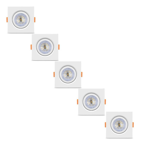 Kit 5 Spot Led Elgin Luminária Mr16 5w 6500k Quadrado Direc. Cor Branco-frio 110V/220V