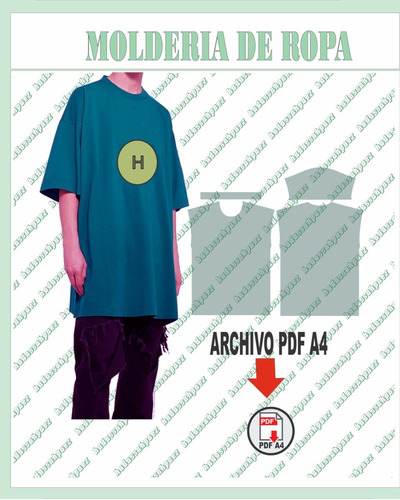 Molderia En Pdf A4  Remera Hombre Oversize