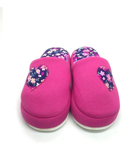 Imagen 2 de 2 de Pantufla Algodon Corazon Acolchada Nf 228 Goma Eva