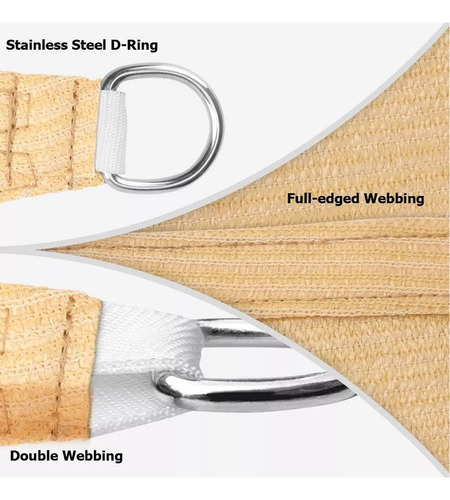 Pack 2 Toldo Vela Triangular 4x4x4 Sombra Cubierta Jardin