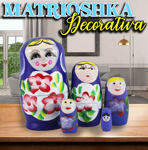 Imagen 5 de 7 de Matrioshka Muñeca Rusa 5 Pcs Rusa Madera Hogar Decoracion