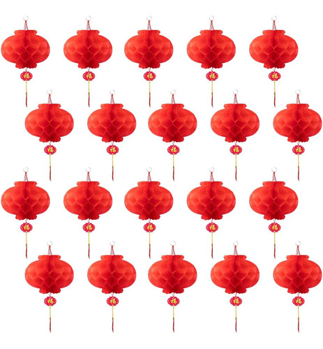 Linternas Chinas De Papel Rojo De 25 Cm Para Decorar Año Nue