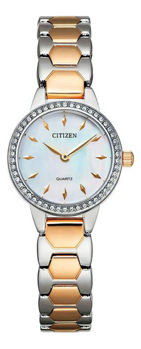 Reloj Citizen Quartz Analog Ez701650d Mujer Color De La Malla Plateado Color Del Bisel Blanco Color Del Fondo Blanco