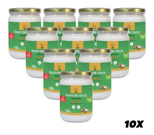 Imagem 1 de 3 de 10x Oleo De Coco 500ml Orgânico Extravirgem Hf Suplements