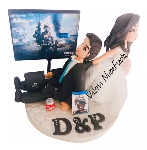 RegalosDeBodaOnline Figura Boda Gamer Personalizada muñecos Novios  videoconsola GRABADA Figuras Frikis Tarta