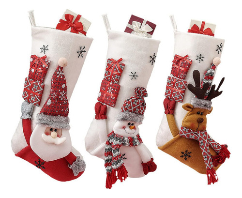 Djjdjj3pcs Calcetín Navideño Bolsa De Regalo Adornos Navideñ