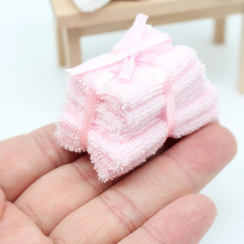 Juego De Toallas Para Casa De Muñecas, Toalla De Baño Rosa