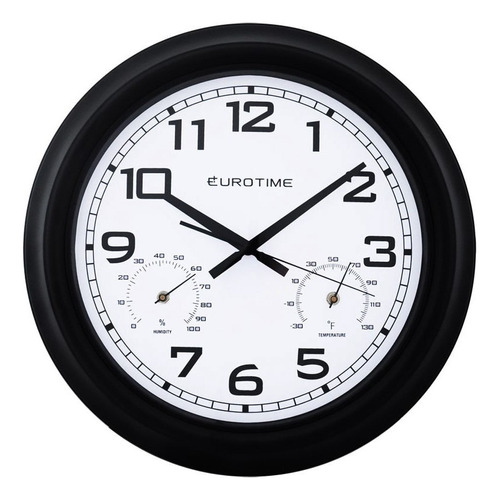 Reloj Pared Eurotime Ø45cm Hora Termómetro Higrómetro