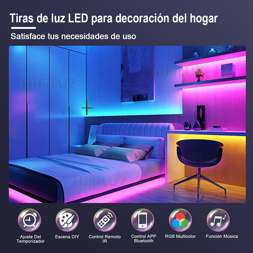 Hifiluz Tiras De Neón Flex Rgb 13m 127v Ip68 Impermeable App Control Luces Led Luz Para Cuarto Tv Bar Habitación Gaming Fiesta Sincronización De Música Diy
