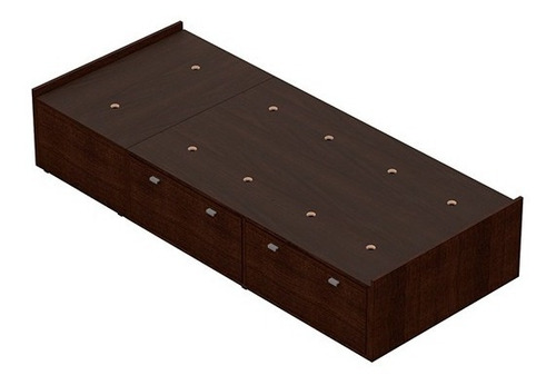 Imagen 3 de 5 de Plataforma Cama Box 1 Plaza Con Cajones Y Guarda Almohada