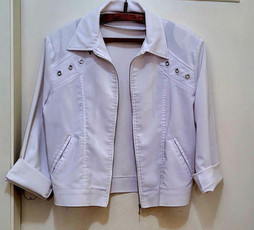 Chaqueta Mujer Blanca Spandex T44 Tachas Plateadas V.urquiza