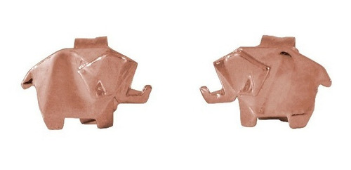 Aretes Elefante De Origami En Plata Con Acabado En Oro Rosa