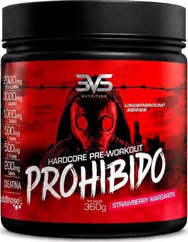 Prohibido Pré Treino 360g - Sabor: Strawberry Margarita (morango) - A Combinação Perfeita De 8 Ingredientes Que Proporcionam Energia Do Início Ao Fim Do Seu Treino