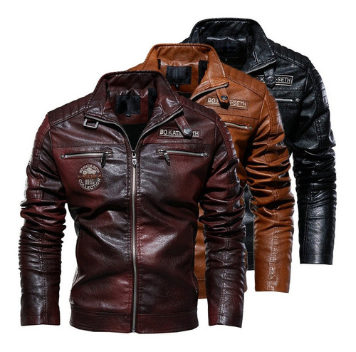 Chaqueta De Moto De Cuero Térmico Para Hombre