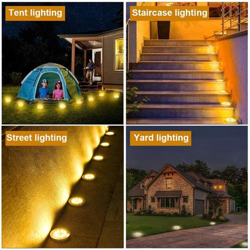 12piezas Luces Solares De Tierra Luces Jardín Luces De Disco