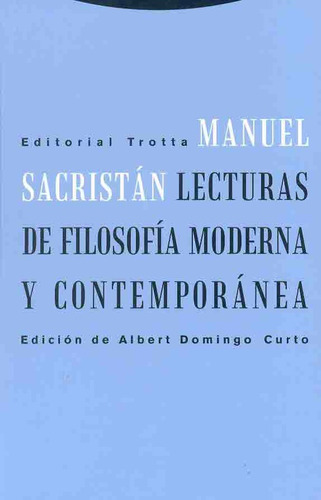 Lecturas De Filosofia Moderna Y Contemporane - Manuel Sacris