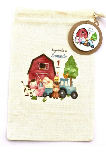 Lembrancinha Ecobag Saquinho Fazendinha Estampados 5 Un