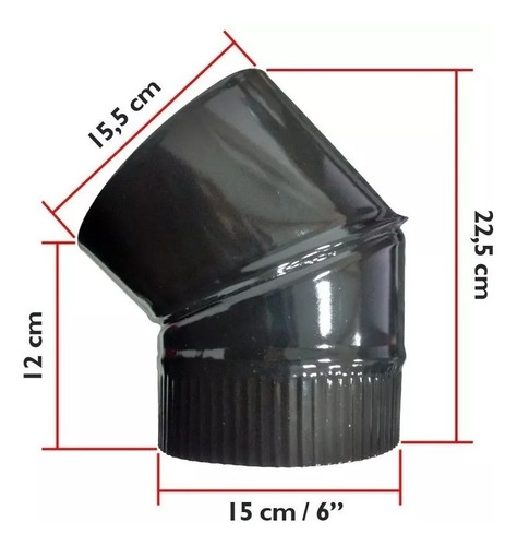 Imagen 4 de 10 de Salamandras Tromen Codo 45º X 6 Enlozado Accesorio Negro