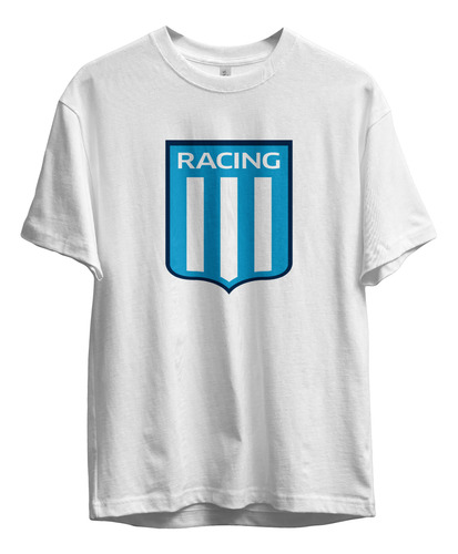 Remera Blanca Racing Club Escudo En El Pecho 