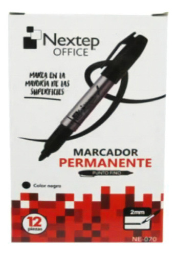 Marcador Permanente Nextep Punto Fino 2 Mm Con 12 Piezas Color Negro