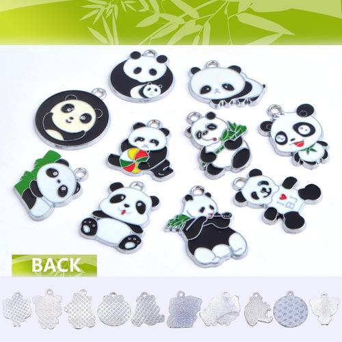 20 Piezas 10 Estilos Esmalte Panda Encantos Aleación Encanta