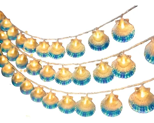 Seashell Front 118.1in Bule Seashell String Light Terraces Christmas Blue | MercadoLivre