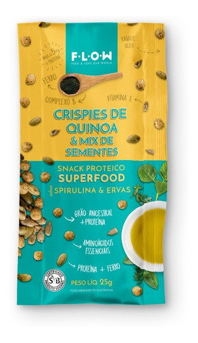 Crispies De Quinoa & Mix De Sementes Sabor Spirulina - 25g